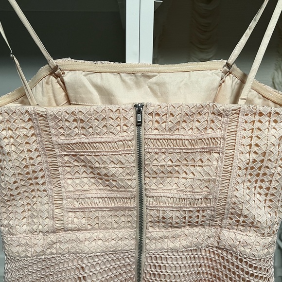 Warehouse (ASOS) Lace Peachy Pink Midi Dress - Picture 7 of 11